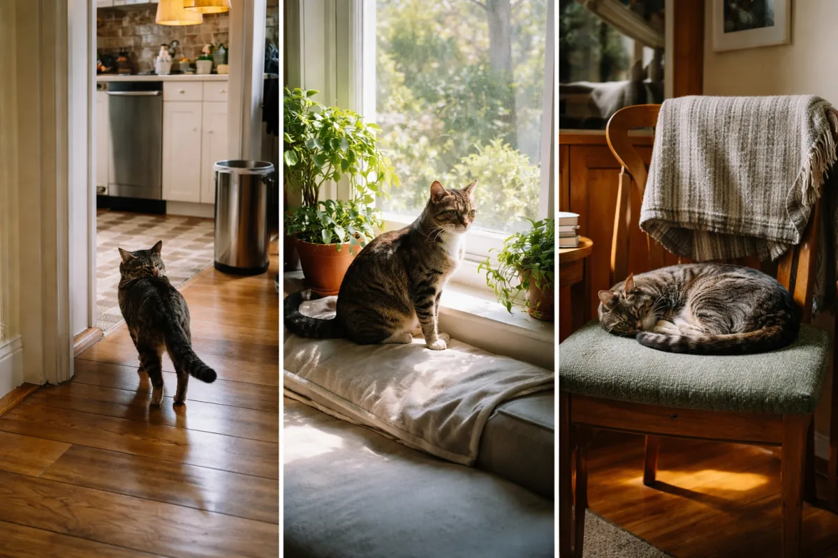 Cat following the same daily routine