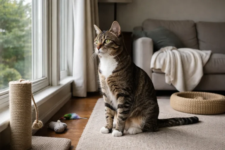 Alert cat watching its surroundings