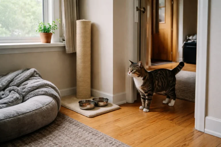 Cat repeating a hallway patrol