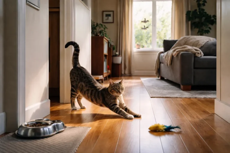 Cat waking up with a burst of energy