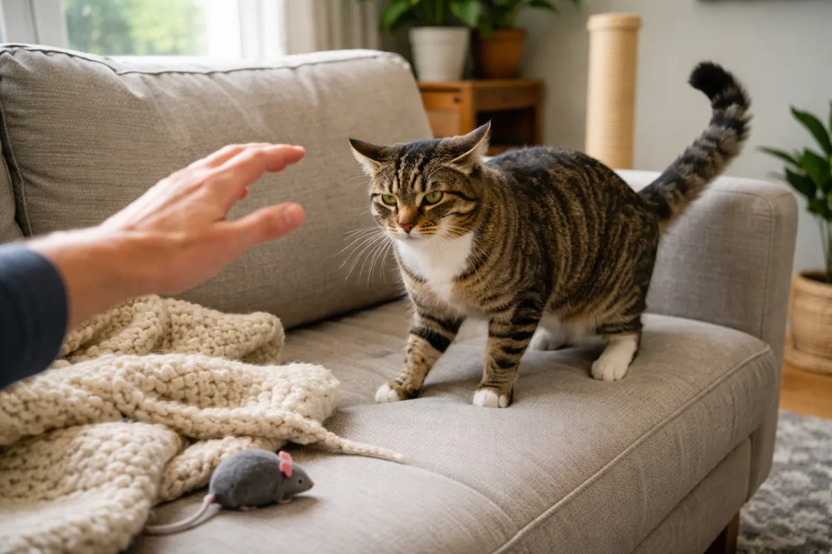 Cat turning away from a petting hand
